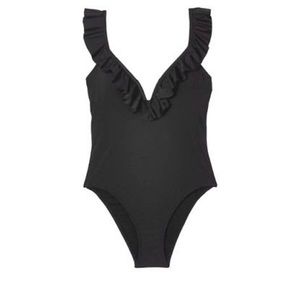Ruffle v-wire one piece swimsuit